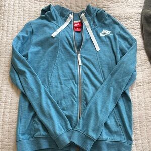 Nike Teal/Blue Zip Hoodie with White Logo